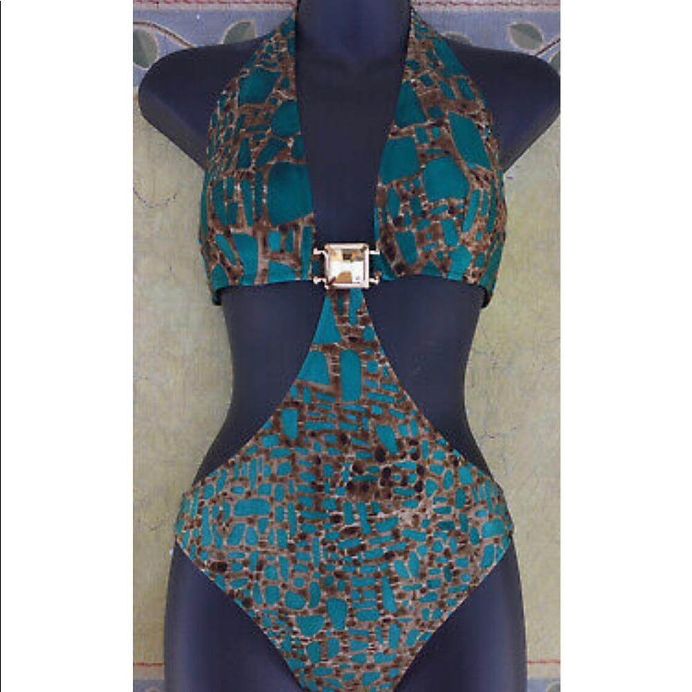 Gottex Halter One Piece swimsuit Side Cut Outs